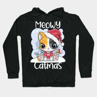 Meowy Catmas Cute Cat Santa Claus Christmas Gift Hoodie